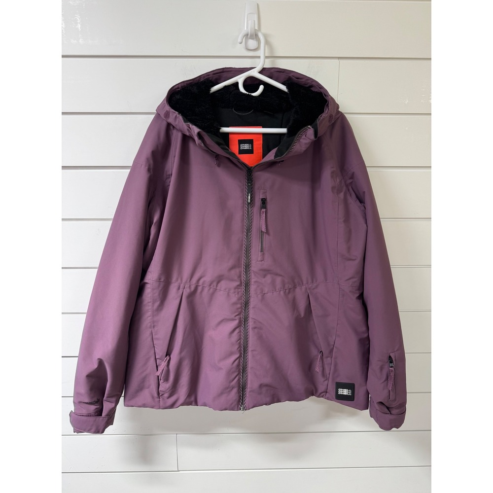 ONeill Womens Ski Snowboard Jacket Purple Hooded Insulated Full Zip Pockets L
